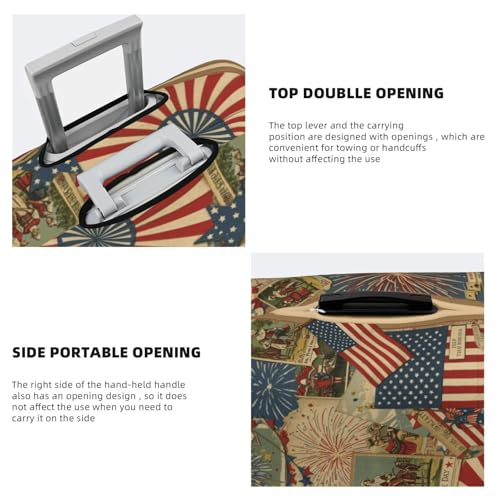 XBFCDN Patriotic 4th of July Luggage Cover, American Flag Fireworks Elastic Suitcase Protector for Independence Day Travel (Fits 22-24 Inch Luggage)