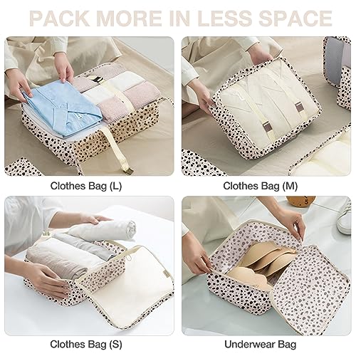 8 Set Packing Cubes for Suitcases, Packing Cube with Shoe, Cosmetics, Clothing, and Accessories Bags Packing Cubes for Travel Luggage Organizer(Leopard)