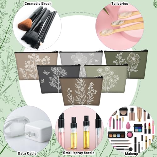 Sweetude 12 Pcs Vintage Flowers Makeup Bag Bulk Boho Gifts Portable Travel Cosmetic Bags with Zipper Retro Floral Waterproof Roomy Travel Beauty Toiletry Organizer Storage Pouch for Women