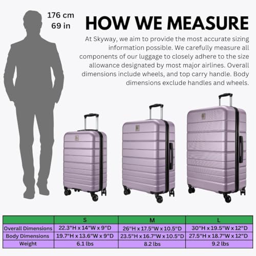 Skyway Epic 2.0 Hardside Lightweight and Durable ABS Shell Luggage, Spacious with Dual Spinning Wheels, Comfort Grip and Expandable, Men and Women