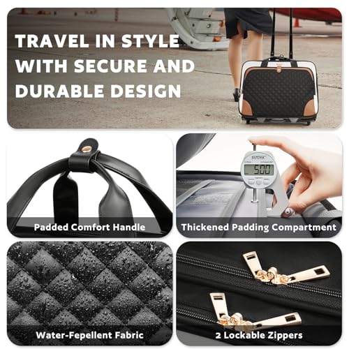 Arcoyard Rolling Laptop Bag, Rolling Briefcase for Women with Waterproof Pocket, 16 Inch Computer Bag, Underseat Carry On Luggage with Wheels for Work Travel Business, Lightweight Beige Brown