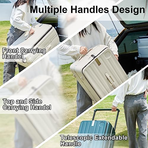 Hanke Carry On Luggage, Suitcase with Wheels Multifunctional 26 Inch Checked Luggage Hard Shell Suitcases Large Suitcase Travel Luggage for Women & Men Rolling Luggage Bags for Weekende