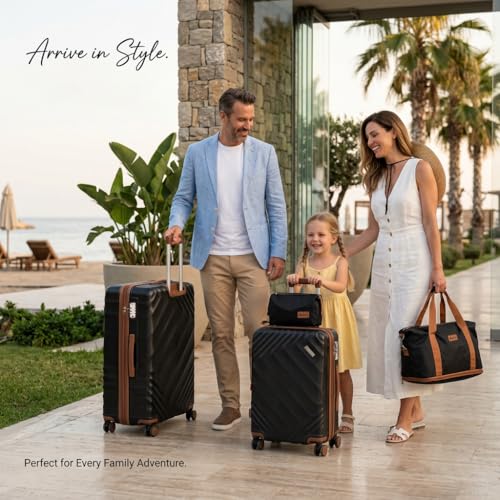 Rosamo 5 Piece Luggage Set Expandable Hardside, 20/24/28in Suitcases with Matching Travel Bags, 22x14x9 Airline Approved Carry On, TSA Lock, Spinner Wheels, ABS+PC
