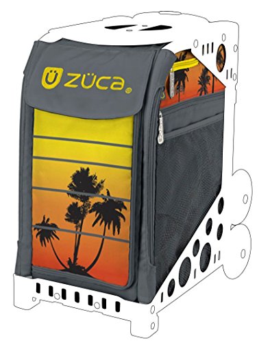 ZUCA "Palm Tree Island Tropical Sunset Sport Insert Bag and Frame with Built-in Seat (Choose Your Color) (Gray w. Flashing Wheels)