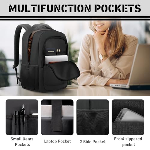 Bxiuna Travel Backpack, Extra Large 45L Travel Backpack for Men & Women, Expandable Laptop Bag, Water Resistant Computer Backpack Fits 18.4 Inch Laptop, Lightweight Daypack for Flight, Black