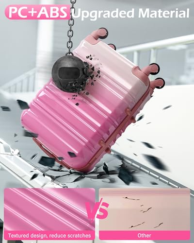 LONG VACATION Carry On Luggage Sets 3 Piece 20 Inch Suitcase Set, ABS+PC Hardshell Lightweight Travel Luggage with Spinner Wheels & YKK Zipper TSA Lock (Pink and White, 20 INCH)