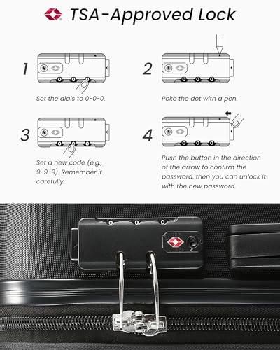 YOETEY 28 Inch Checked Luggage with Spinner Wheels, 106L Large Expandable Hardside Suitcase with TSA Lock, Durable ABS Hard Shell for Family Vacation and International Travel (28 in, Black)