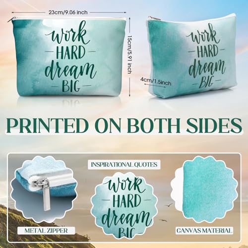 Vercraft Employee Appreciation Gift for Women Teacher Inspirational Canvas Makeup Bag Portable Compact Mirror Bulk Cosmetic Bag Thank You Volunteer CNA Nurse Coworker(Motivation,Pastel,20 Pcs)