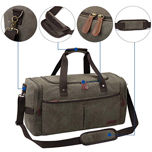 S-ZONE Canvas Duffel Bag for Travel 45L Weekender Overnight Bags with Shoes Compartment for Men