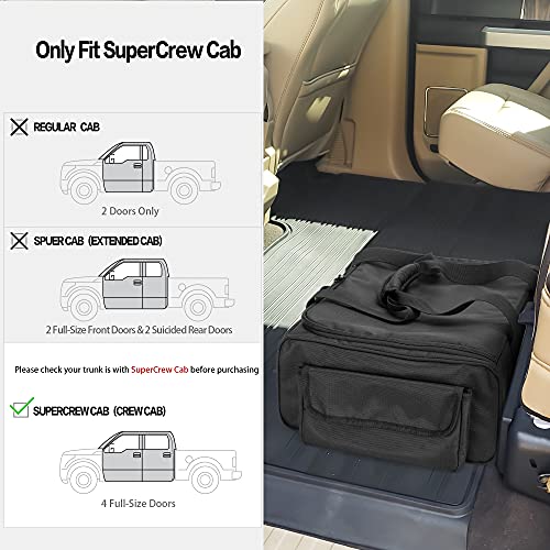 samdew Underseat Storage Bag Fit for SuperCrew Cab, Truck Under Seat Organizer with 1 Detachable Inner Divider & Anti-Slip Bottom for Full Size Trucks, Black