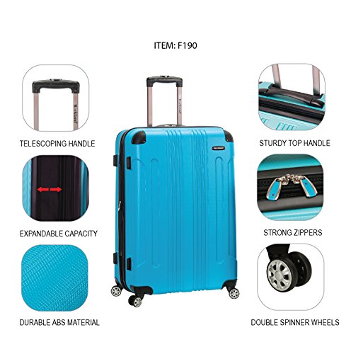 Rockland London Hardside Spinner Wheel Luggage, Charcoal, Checked-Large 28-Inch
