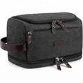 ZOMFELT Toiletry Bag for Men, Dual Layers Canvas Travel Toiletries Bag, Water-Resistant Travel Organizer with Elastic, Large Capacity Dopp Kit, Hanging Shaving Hygiene Bag, Black