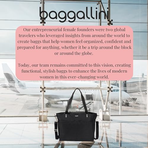 Baggallini Carryall Laptop Tote - Medium 12x19 Inch Travel Crossbody Shoulder Bag