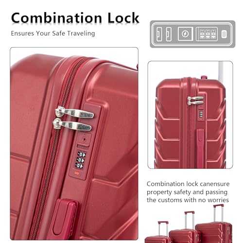Luggage Sets, ABS Hardside Combination Lock Spinner Wheels Lightweight Lock