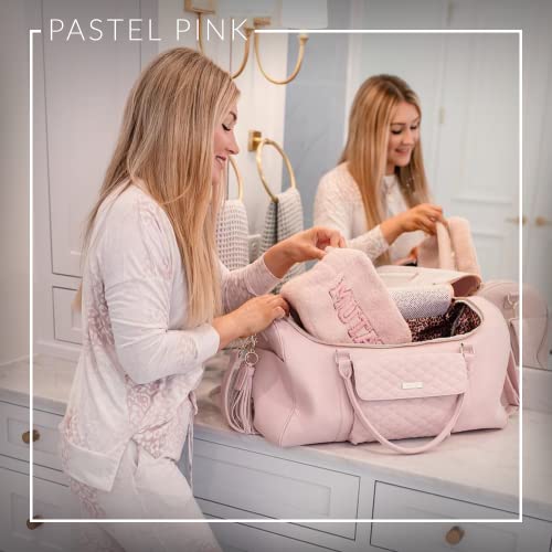 Travel Duffel Bag by Luli Bebe – Designer Vegan Leather Weekender Bag, Stylish & Functional (Pastel Pink)