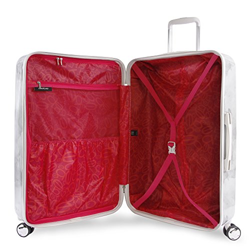 BEBE Lilah 2 Piece Suitcase Set with Spinner Wheels, Silver Marble