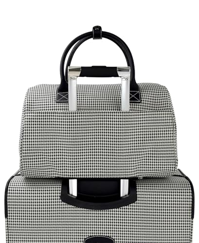 London Fog Cambridge 16" Classic Satchel, Black White Houndstooth