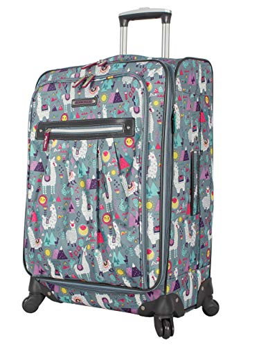 Lily Bloom Luggage 24" Expandable Design Pattern Suitcase With Spinner Wheels For Woman (24in, Llama Mama)
