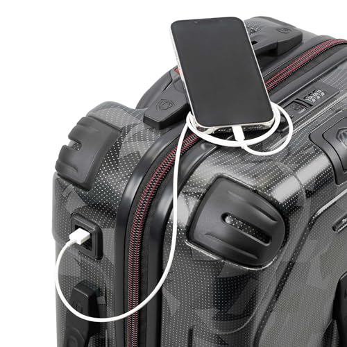 Traveler's Choice Maxporter II Polycarbonate Hardside Trunk with Spinner Wheels, Gray Camo, 22-Inch Carry-on Luggage