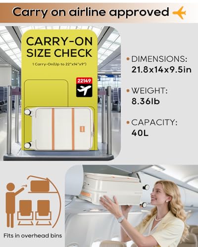 Joyway Carry on Luggage Airline Approved with Front Pocket, Hardside 20 Inch Travel Luggages with Cup Holder, Carry-on Suitcase with Leather Handbag