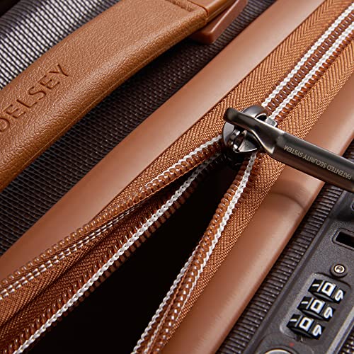 DELSEY PARIS Chatelet Air 2.0 Checked Suitcase 28 Inch Large, Hardside Polycarbonate Luggage, Dual-Density Spinner Wheels, TSA Lock, Chocolate Brown