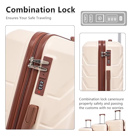 Luggages Sets 3 Piece ABS Hardside Luggage Sets Spinner Wheels Suitcase with Lock
