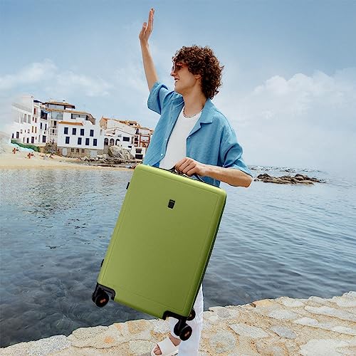 LEVEL8 Luminous Carry on Luggage, 20 Inch Hardside Suitcase Bundle with 4 PC Packing Cubes Organizer Set - Green