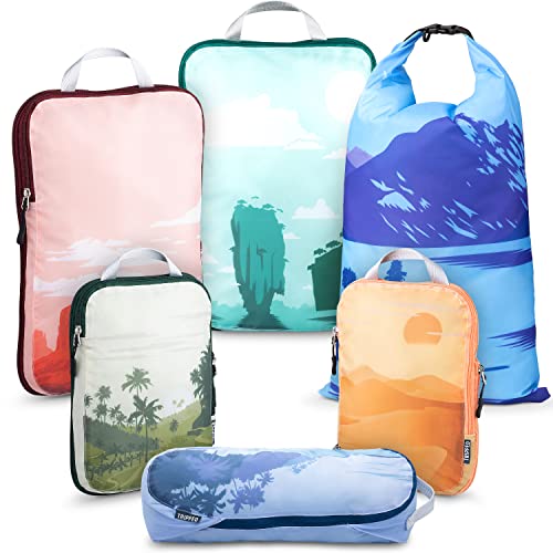 Compression Packing Cubes for Travel, 6-Piece Lightweight Packing Cubes Set for Carry-On Luggage & Backpacks – TRIPPED Travel Gear (Getaways)