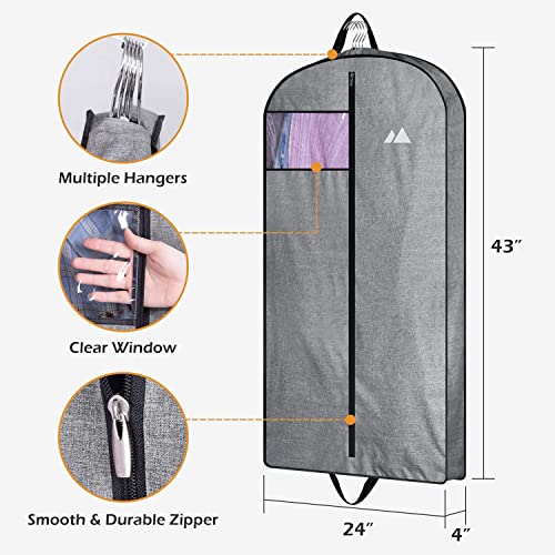 MISSLO 43" Heavy Duty Hanging Garment Bags for Travel Suit Bag for Men Waterproof Oxford Fabric Suit Cover for Traveling Monogrammed Closet Clothes Storage