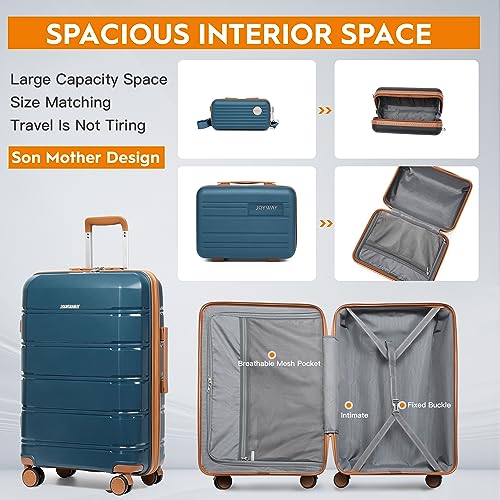 Joyway 20 Inch Carry On Luggage with TSA Lock, Durable Hardshell Suitcase for Travel, Unisex Checked Set for Men and Women Dark Blue