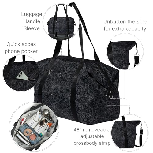 Baggallini Womens All Day Large Duffel, Midnight Blossom Print