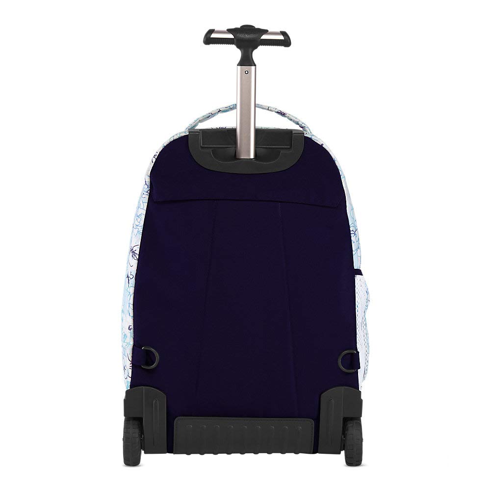 JanSport Driver Rolling 15" Laptop Backpack - Wheeled Book Bag | Blue Sketch Floral Print