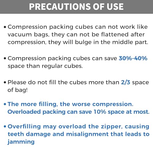 BAGAIL 4 Set/6 Set/8 Set Compression Packing Cubes Travel Accessories Expandable Packing Organizers (Cloth Pattern, 4-Black)