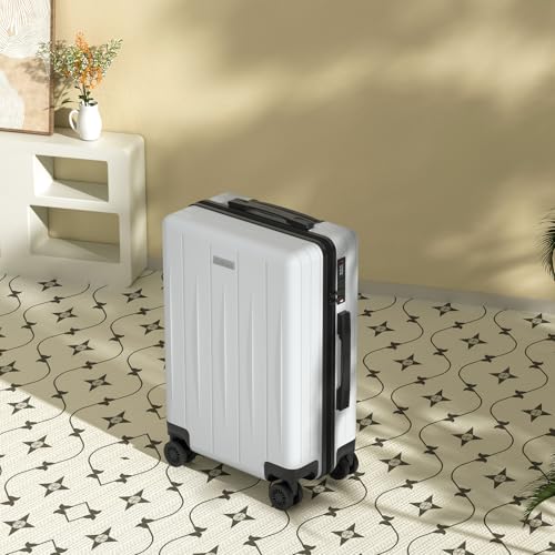 Cosbarn Carry On Luggage 22x14x9 Airline Approved, 20 inch Hard Shell Suitcase, ABS Hardside Suitcases, Lightweight Travel Luggage with 8 Silent Spinner Wheels, Black