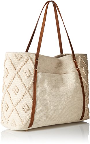 Steve Madden womens BALI BOHEMIAN TASSELED WOVEN PATTERNED FABRIC TOTE, BEACH BAG, multi, One Size