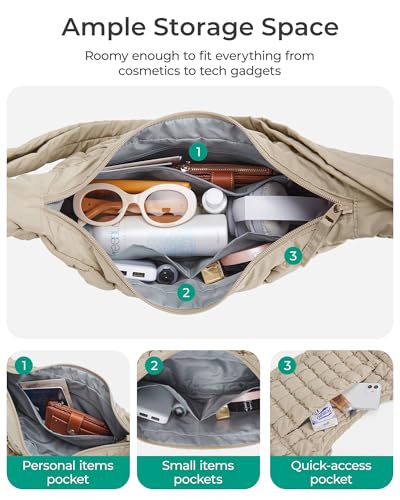 BAGSMART Quilted Crossbody Bags for Women Lightweight Puffer Purse Shoulder Hobo Bag for Daily Use Travel Essentials