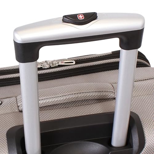 SWISSGEAR Sion Softside Expandable Spinner Luggage Durable Lightweight Travel Suitcase, Pewter, Checked-Medium
