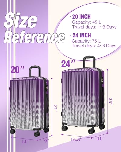 TTOVALIGERIA Carry on Luggage 22x14x9 Airline Approved, 20 Inch Expandable Hardside Luggage with Spinner Wheels, Hardshell Small Rolling Suitcase