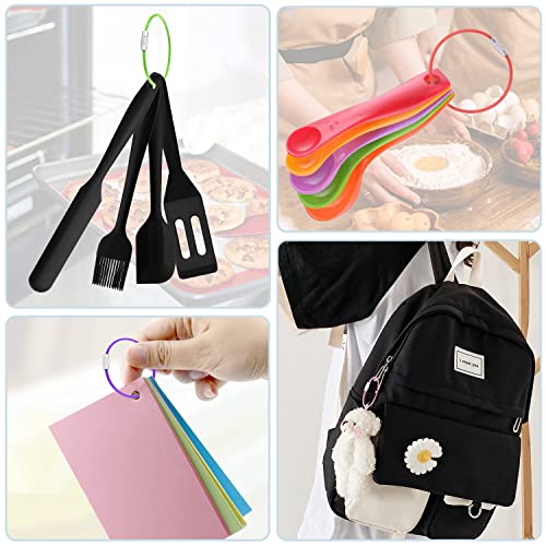 CooBigo 16 Pack Stainless Steel Loops 2mm Coated Wire Keychain Cable Large Keyrings 6 inch Key Chain for Luggage Tags, Key Tags, Keyrings, Kitchen Utensils, Duster-Assorted Colors