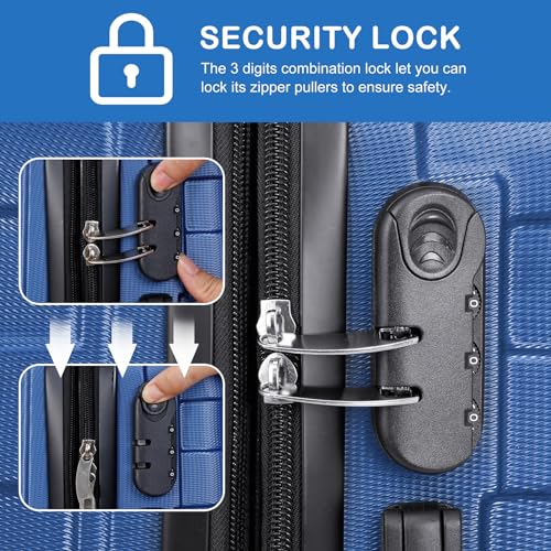 SUPER DEAL Spinner Luggage 21 Inch Hardside Expandable Suitcase Travel Carry On Luggage with 360° Swivel Wheels and Height Adjustable Handle, Blue