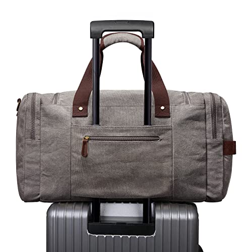 S-ZONE Canvas Duffel Bag for Travel 45L Weekender Overnight Travel Bags with Shoes Compartment for Men