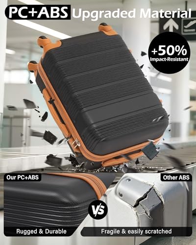 LONG VACATION 6 Piece ABS+PC Hardshell Luggage Set with Spinner Wheels, Lightweight suitcase set with TSA Lock & YKK Zipper