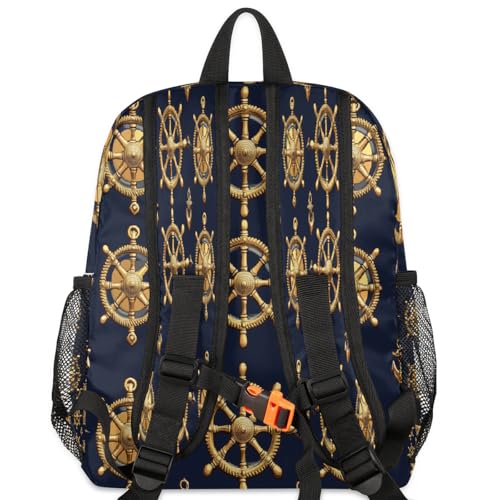 Glilade Toddler Backpack for Boys Girls, Kids School Bookbag with Chest Buckle, Lightweight Preschool Kindergarten Backpacks for Travel Nursery Camp(Golden Nautica Anchors)