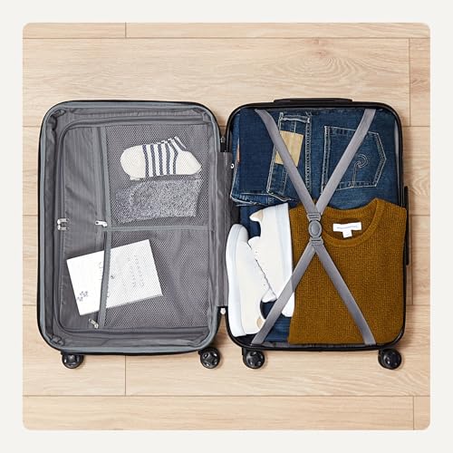 Amazon Basics 21" Hardside Carry-On Luggage with Multi-directional Wheels, Expandable for Up to 25% More Space, Scratch-Resistant Surface, Organized Interior, Navy Blue