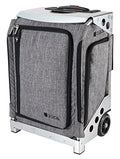 ZUCA Navigator 20-Inch Carry On Luggage Suitcase with Wheels Airline Approved, Built-In Seat Ultimate Organization Lightweight & Durable Ideal for Business & Leisure Travel Grey w/Silver Frame + Accy