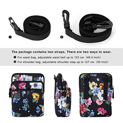 KAMO Multifunction Phone Bag One Shoulder Phone Waist Bag Diagonal Cross Bag Smart Phone Case Outdoor Bag Triple Zip Hipster Crossbody Purse for Women & Men