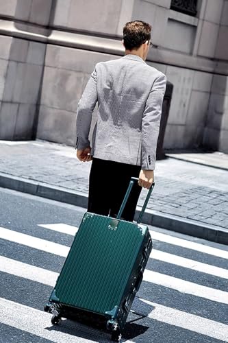 HotWay Checked In Luggage with Spinner Wheels, PC Hard Shell Zipperless Suitcase with Aluminum Frame and TSA Lock, Large Lightweight Suitcase for Business Travel, (Green, 26 Inch)