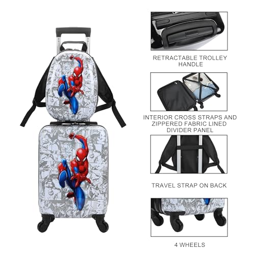 Bioworld Spider-Man In Pose Kids' 2-Piece Travel Set With Rolling Suitcase And Backpack