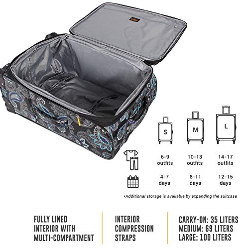 LUCAS Designer Luggage Carry On Collection - Expandable 20 Inch Suitcase - Durable Small Ultra Lightweight Bag with 4-Rolling Spinner Wheels (Diva)