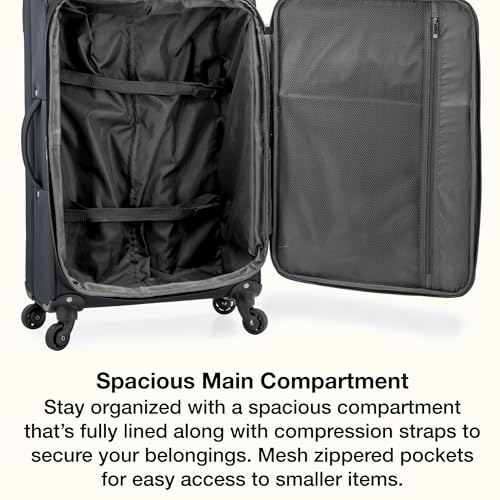 U.S. Traveler Anzio Softside Expandable Luggage with Spinner Wheels, Dark Grey, 30-Inch Large